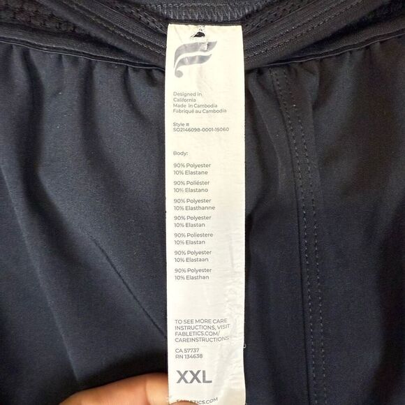 Fabletics Mens Size XXL Athletic Running Shorts Black 7" Elastic Waist Pockets - Picture 2 of 7